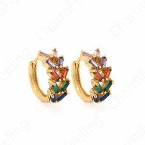 Earring Charm, Gold Earrings Jewelry,Micropavé CZ Leaf Earrings,18K Gold Filled Branch Earrings,Suitable For Anniversary Gifts 14.5x14x6mm