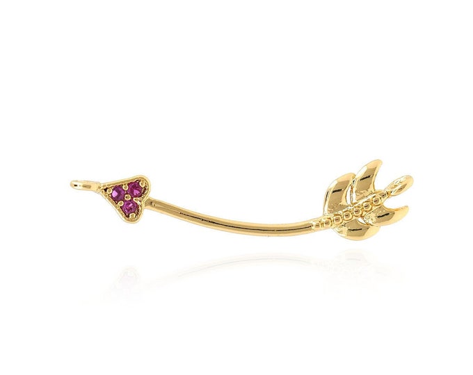 Arrow Charm, Micropavé CZ Arrow Necklace, 18K Gold Filled Arrow Pendant,Archery Necklace, Archery Charm,DIY Jewelry Accessories 4.5x22.5x1mm