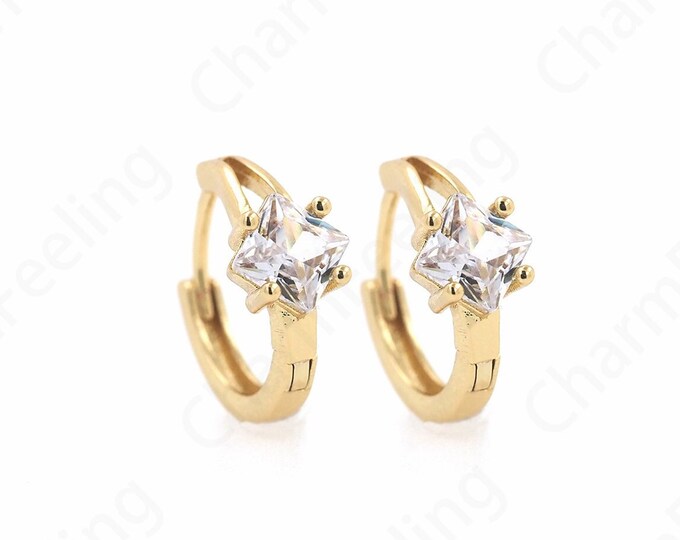 1 Pair Micropave CZ Exquisite Earrings, 18K Gold Filled Round Earrings, Crystal Earrings, Hollow Earrings, A Gift For Her, 17x14.8x2.2mm