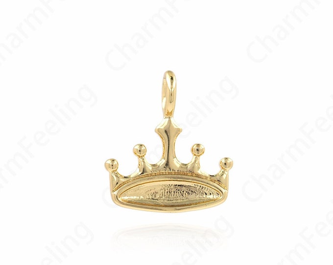 1pcs Dainty Crown Necklace, Crown Pendant, Hollow Crown, Crown Charm, DIY Jewelry Making Accessories 16.5x15x2.2mm