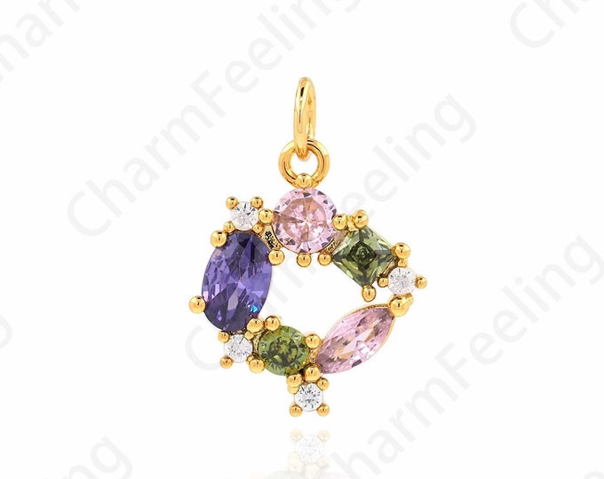 Circle Charm,Micropavé CZ Garland Pendant, 18K Gold Filled Ring Necklace, Circle Pendant, Garland Charm,DIY Jewelry Accessories, 20.5x14x3mm
