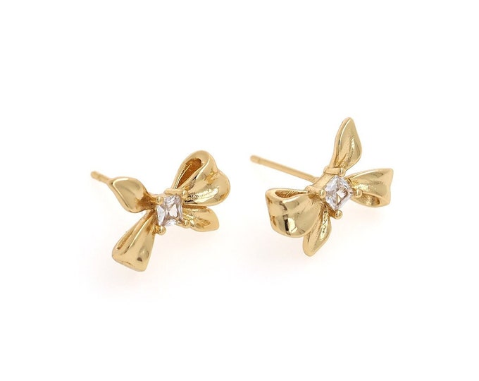 18K Gold Filled Bow Earrings,Dainty Exquisite Earrings, Bow Hoops,A Gift For Her, 10x15x3.5mm