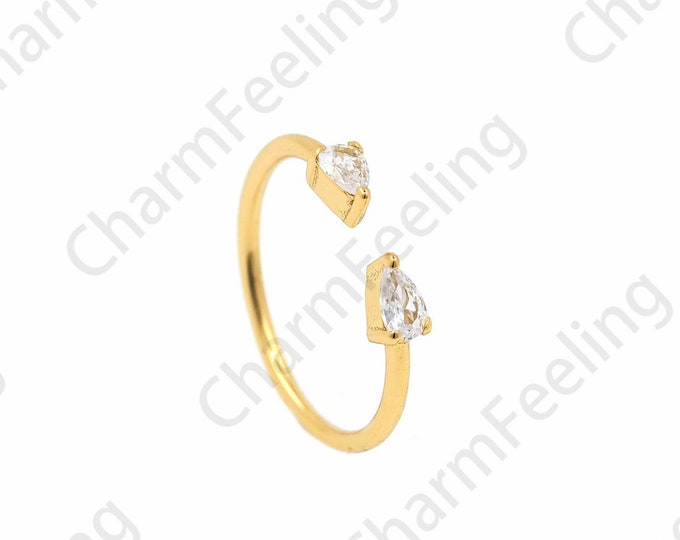 18K Gold Filled Open Ring, Exquisite Gold Ring, Micropavé CZ Ring, Ring Pendant, Adjustable Ring, Gold Open Ring, A Gift For Her