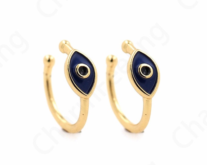 18K Gold Filled Lucky Eye Earrings,Enamel Eye Earrings, Dainty Earrings, Evil Eye Earrings Gift For Wife,11.5x11.2x4mm