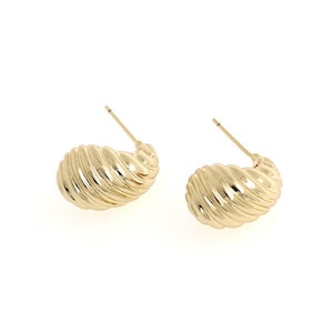 Puffed Water Drop Earrings,18K Gold Filled Stud Earrings,Dainty Earrings,Gift For Her, DIY Jewelry Supplies, 20x12x10.5mm