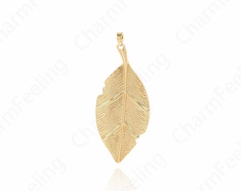 1 st 18K guldfyllt lövhänge, trädlövberlocker lövberlock, lövhänge, naturberlock, 60x24,5x2,8 mm