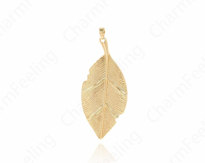 1pcs 18K Gold Filled Leaf Pendant, Tree Leaf Charms  Leaf Charm, Leaf Pendant, Nature Charm,60x24.5x2.8mm