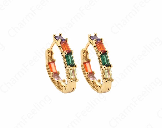 1pair，Micro-Pave Drop-Shaped Earrings, Large Geometric Earrings, CZ Earrings, Geometric Earring Charm, A Gift For Her 16.2x17x3.2mm
