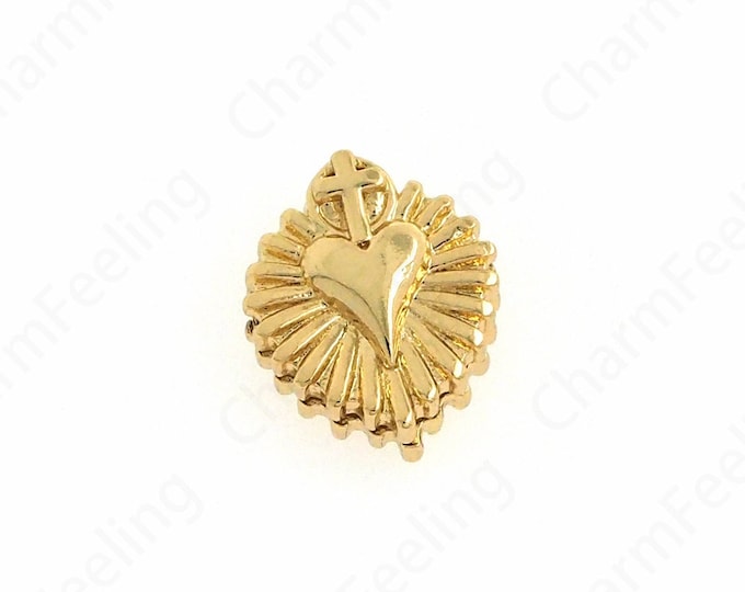 Spacer Beads Charm, Love Spacer Beads,18K Gold Filled Heart-Shaped Spacer Beads,Love Charm,DIY Jewelry Accessories,14.3x12.3x6.5mm