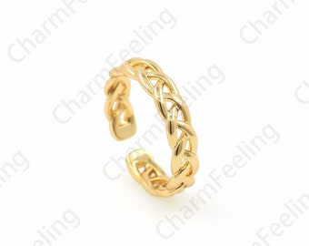 1 PCS Minimalist Ring, 18K Gold Filled Adjustable Cuban Chain Ring, Chain Ring, Personalized Ring, Gift For Her