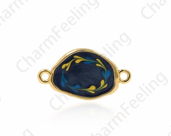 18K Gold Filled Enamel Connector, Irregular Shape Enamel Connector, Enamel Charm, Bracelet And Necklace Accessories, 7x16.5x1.5mm