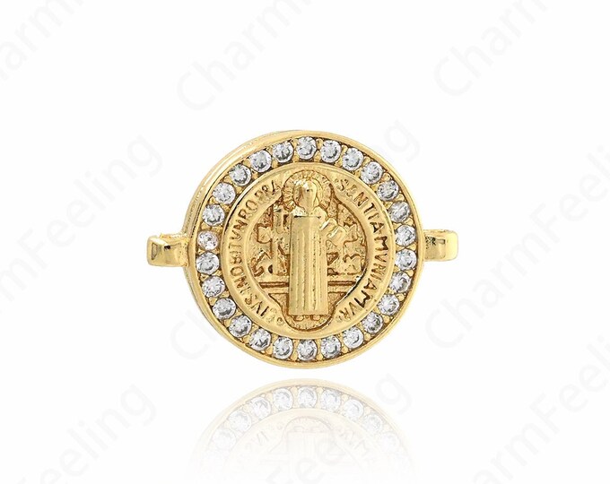 Jesus Connector,Micropavé CZ Religion Connector,18K Gold Filled Christianity Charm,DIY Jewelry Making Accessories 15.5x20.5x3.3mm
