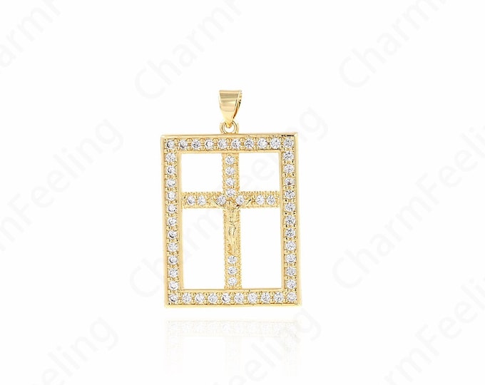Rectangular Pendant, Rectangular Cross-Shaped Pendant, religious charm,Cross Pendant, DIY Jewelry Necklace Bracelet Making 22x35x3.5mm