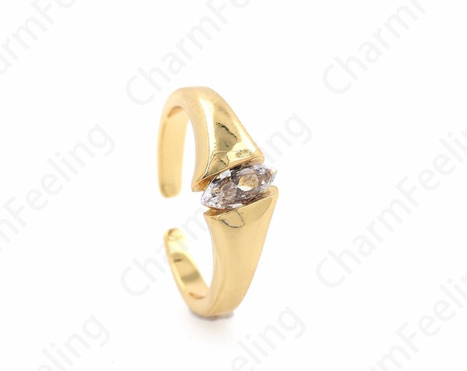 MicroPavé CZ Daily Ring, 18K Gold Filled Minimalist Thin Ring, Adjustable Ring, Daily Ring, Gold Open Ring, Simple Charm