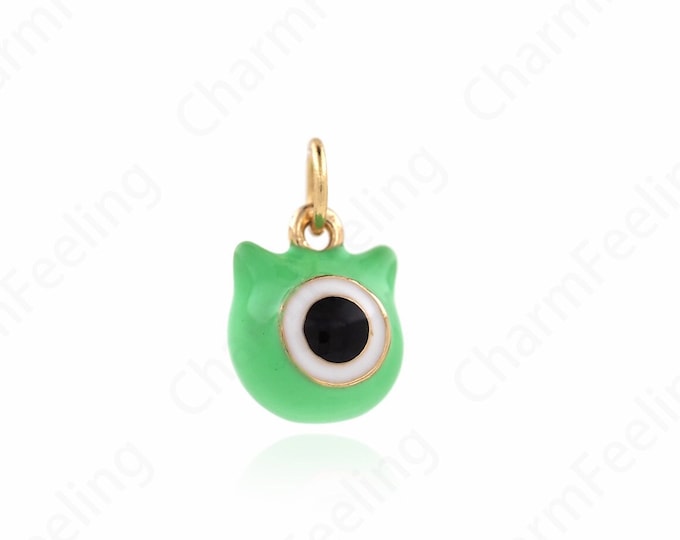Monster Charm, Enamel Monster Pendant, 18K Gold Filled Enamel Little Monster Pendant, DIY Jewelry Accessories 14.5x9x7.5mm