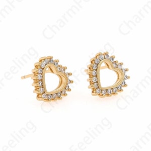 1 paar, micropaved CZ liefde oorbellen, hartvormige oorbellen, liefde charme, 18K goud gevulde liefde oorbellen, een cadeau voor haar, 10,5x11x3,5mm