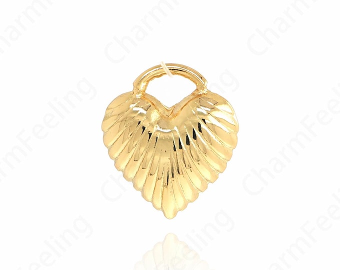 18K Gold Filled Gold Heart Pendant,Heart Shaped Charm,Fluffy HeartShaped Necklace, Love Charm, DIY Jewelry Accessories, 16.8x15x7mm