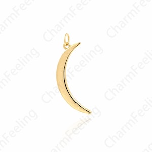 Moon Pendant, 18K Gold Filled Crescent Necklace, Crescent Pendant, Crescent Charm, DIY Jewelry Accessories,32x12x1.5mm