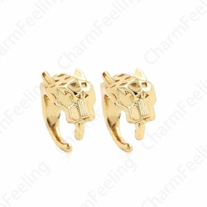 Pierced Earrings,Leopard Earrings,MicroPave CZ Round Earrings,18K Gold Filled Animal Earrings,DIY Jewelry Supplies,14x14.3x8.8mm