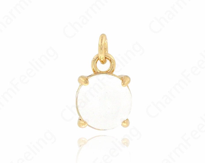 Single Stone Cubic Zirconia Pendant,MicroPave CZ Round Pendant,18K Gold Filled Solitaire Necklace,11.5x7.5x5.5mm