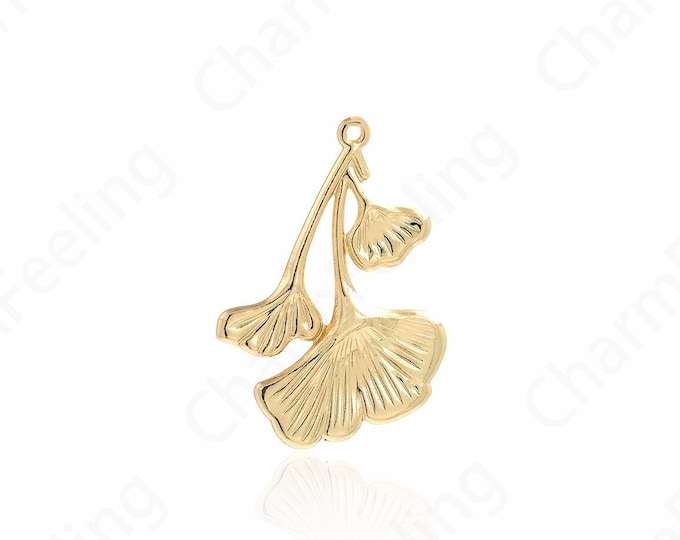 100pcs Plant Alone,Plant Charm,18K Gold Filled Branch Necklace, Leaf Pendant, Branch Charm,DIY Jewelry Making Accessories,32.4x22.7x2mm