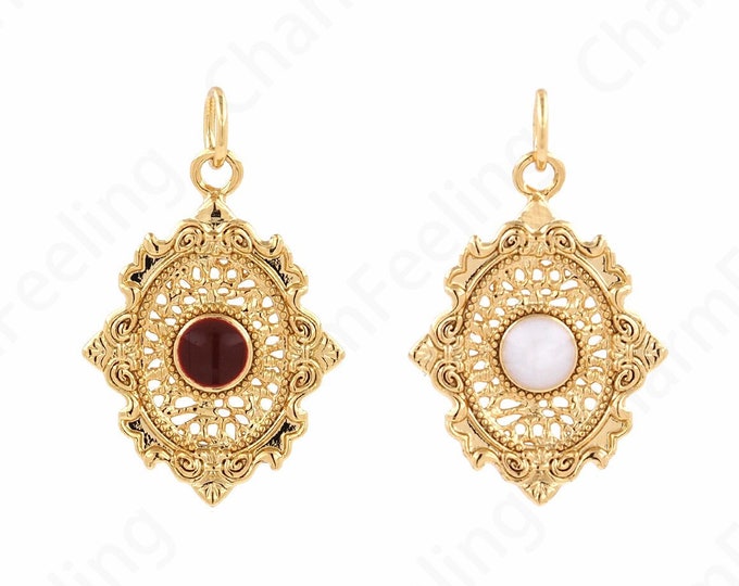 Garland Pendants, 18K Gold Filled Pendant Accessories, Jewelry Charms, Delicate Flower Necklaces, DIY Jewelry Accessories, 24x15.6x2mm