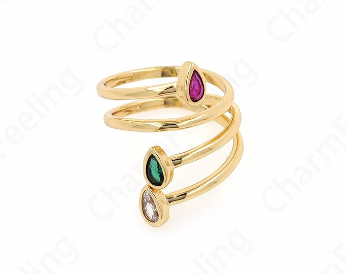 Micropavé CZ Ring, 18K Gold Filled Open Ring, Exquisite Gold Ring, Ring Pendant, Adjustable Ring, Gold Open Ring, A Gift For Her