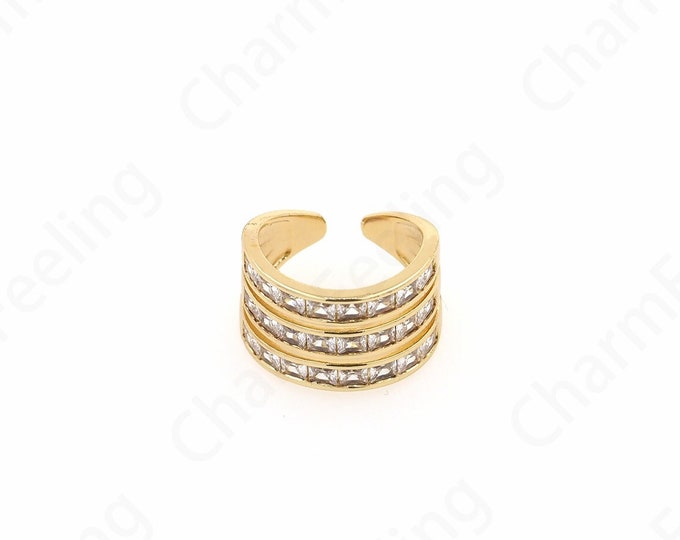 18K Gold Filled Adjustable Ring,Thick Gold Ring, MicroPavé CZ Daily Ring, Daily Ring, Gold Open Ring, Simple Charm,
