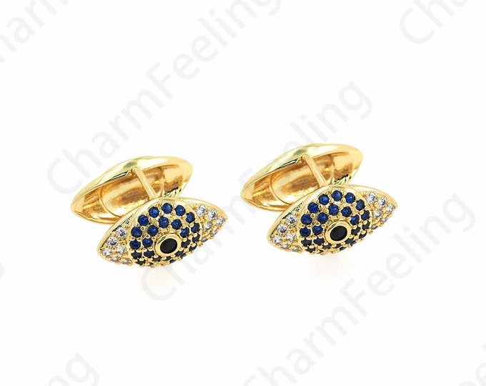 Round Pendant, 18K Gold Filled Round Eye Earrings, Micropavé Zircon Eye Earrings, Earring Pendant, Gift For Wife, 16.5x18x13mm