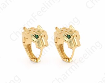 Leopard Ohrringe,MicroPave CZ Runde Ohrringe,18K Gold Filled Tier Ohrringe,DIY SchmuckZubehör,17.5x16.5x11.5mm