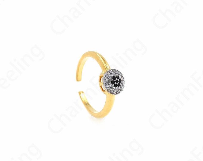18K Gold Filled Eye Ring, Micropavé CZ Eye ring, Gold Open Ring, Stackable Ring, Adjustable Ring, Thin Ring