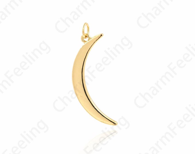 Moon Pendant, 18K Gold Filled Crescent Necklace, Crescent Pendant, Crescent Charm, DIY Jewelry Accessories,32x12x1.5mm