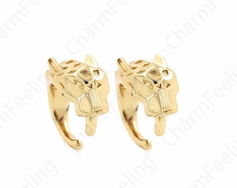 Pierced Earrings,Leopard Earrings,MicroPave CZ Round Earrings,18K Gold Filled Animal Earrings,DIY Jewelry Supplies,14x14.3x8.8mm