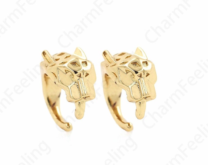Pierced Earrings,Leopard Earrings,MicroPave CZ Round Earrings,18K Gold Filled Animal Earrings,DIY Jewelry Supplies,14x14.3x8.8mm
