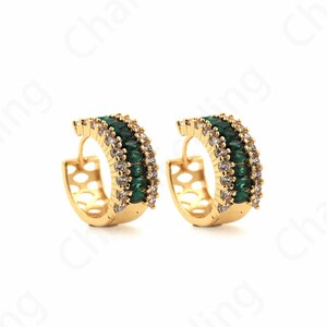Micropave CZ Gold Earrings,18K Gold Filled Round Earrings,Zircon Earrings,Hollow Earrings,Earring Charm,DIY Jewelry Accessories,17x18x8mm
