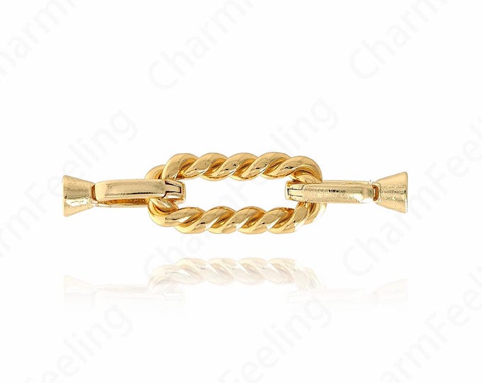 Gold Twist Connector, 18K Gold Filled Square Connector,Bar Chains Connector, DIY Bracelet Necklace Accessories,35.5x8.5x2.5mm