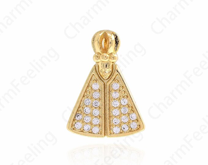 Gold Pope Pendant, 18K Gold Filled Religious Charm,Micropavé CZ Pope Charm, DIY Jewelry Supplies, 20.8x15.2x7.7mm