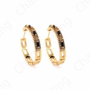Micropave CZ Gold Earrings,18K Gold Filled Round Earrings,Zircon Earrings,Hollow Earrings,Earring Charm,DIY Jewelry Accessories,26x26.5x4mm