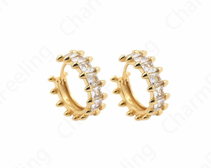 Round Pendants,Micropave CZ Gold Earrings,18K Gold Filled Round Earrings,Hollow Earrings,Earring Charm,DIY Jewelry Accessories 17x16x6mm