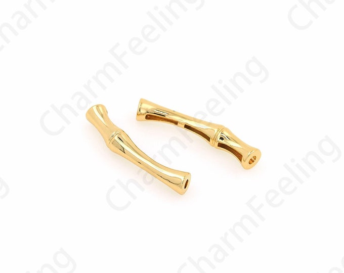 Bamboo Spacer Beads, 18K Gold Filled Tube Beads, Bracelet Out, Necklace Beads, Gold Spacer Beads, DIY Jewelry Supplies, 30x5mm, Hole:2.5mm