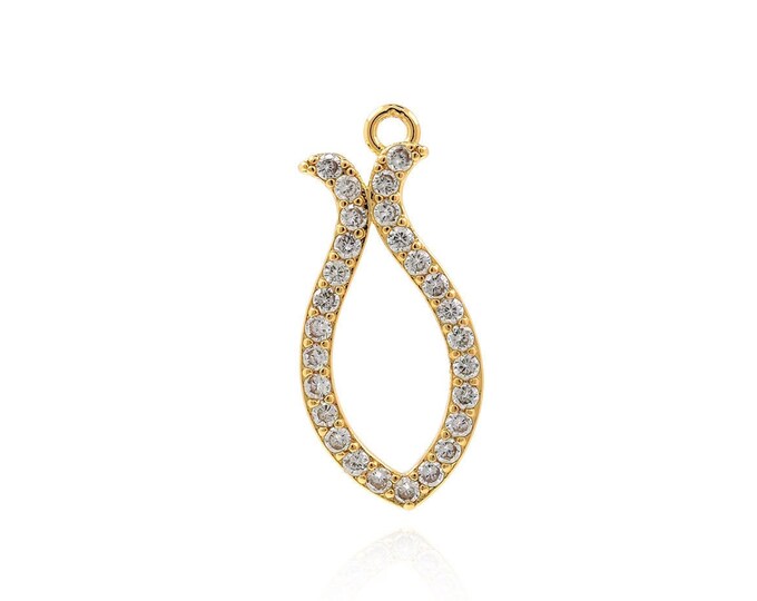 18K Gold Filled Rose Pendant, Flower Necklace, Micropavé CZ Rose Shape Pendant, DIY Jewelry Accessories, 22x10x1.8mm