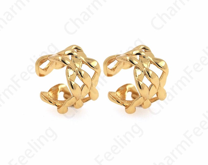 Round Earrings, Bone Clip Earrings, 18K Gold Filled Dainty Earrings, Cartilage Earrings, DIY Jewelry Supplies, 10.8x11x7.7mm