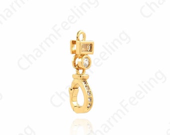 Carabiner, Jewelry Clasp, Spring Clasp, 18K Gold Filled Lobster Clasp, Button Clasp, DIY Jewelry Making Supplies, 15.2x4.2x3.9mm