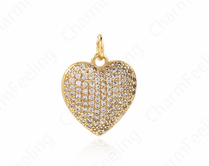 Love Charm,Heart Charm, Dainty Heart Pendant, 18K Gold Filled Love Necklace, Gift for Her, DIY Jewelry Accessories,19.5x14.5x4mm