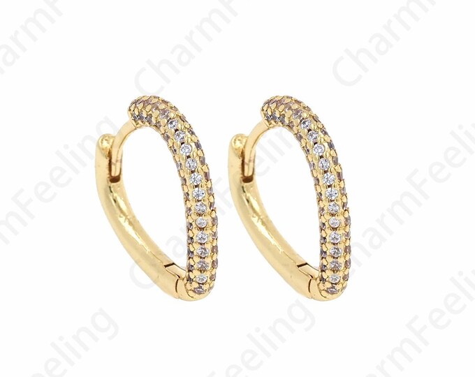 1 Pair,Simple Earrings, 18K Gold Filled Geometric Earrings, Micropave CZ Triangle Earrings, CZ Earrings, 15.5x15x2mm
