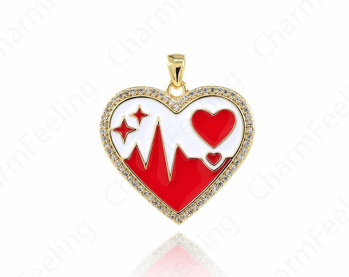 Enamel Heart Charm,Enamel Heart-Shaped Pendant, Heart-Shaped Necklace, Enamel Charm DIY Jewelry Making Accessories 27x24.7x2mm