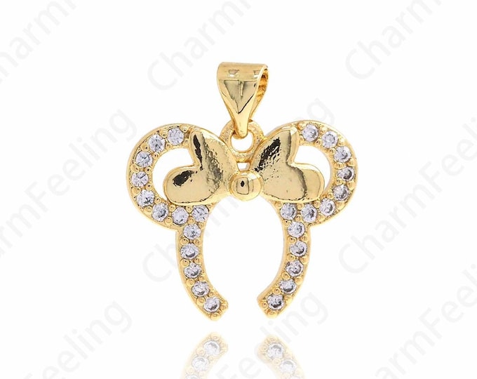 18K Gold Filled Bow Charm, Gold Bow Necklace, Bow Pendant,Dainty Knot Charm, DIY Jewelry Supplies, 20x18x3mm