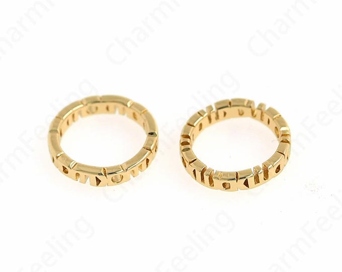 18K Gold Filled Ring Spacer Beads, Micropavé CZ Large Hole Beads, Round Barrel Beads, DIY Bracelet Accessories, 10.5x2mm