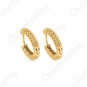 Simple Round Earrings,Filigree Earrings,Micropaved CZ Gold Earrings, 18K Gold Filled Dainty Earrings,Gift For Her,14.5X17.5X4mm