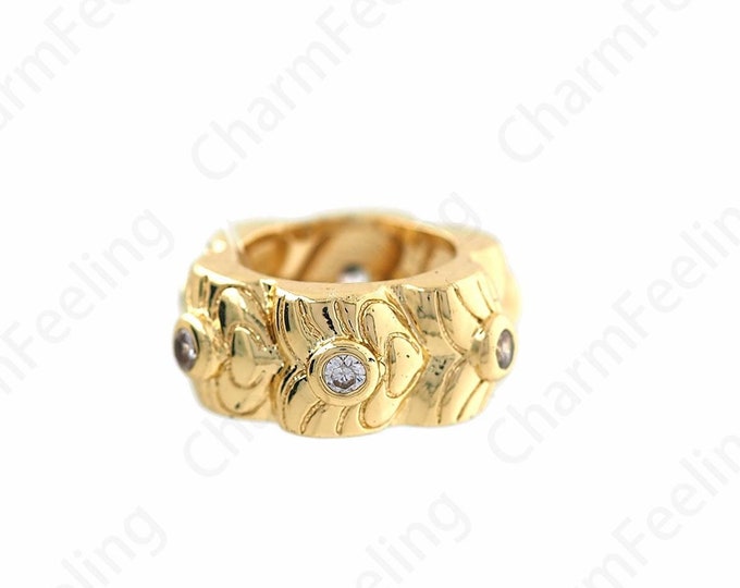 Rings Spacer Beads,Large Hole Bead,18K Gold Filled Round Spacer Beads DIY Jewelry Supplies,16.2x6.5mm